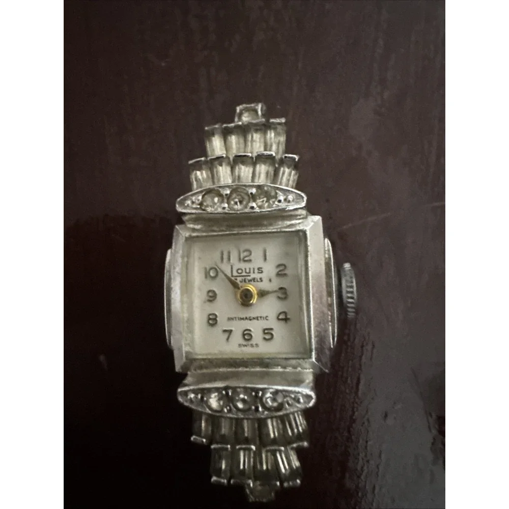 Vintage Louis Clear Rhinestone Art Deco style ladies wristwatch